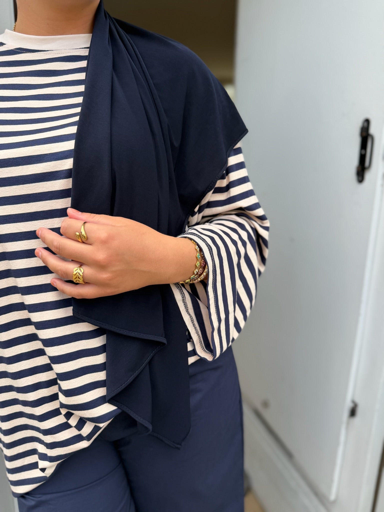 T-shirt SIGNATURE rayé - Bleu marine & Crème
